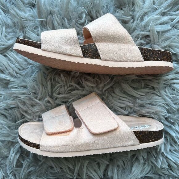 New Aerie peachy pink double strap slip on slide sandals women’s shoe size 8 - Picture 3 of 8